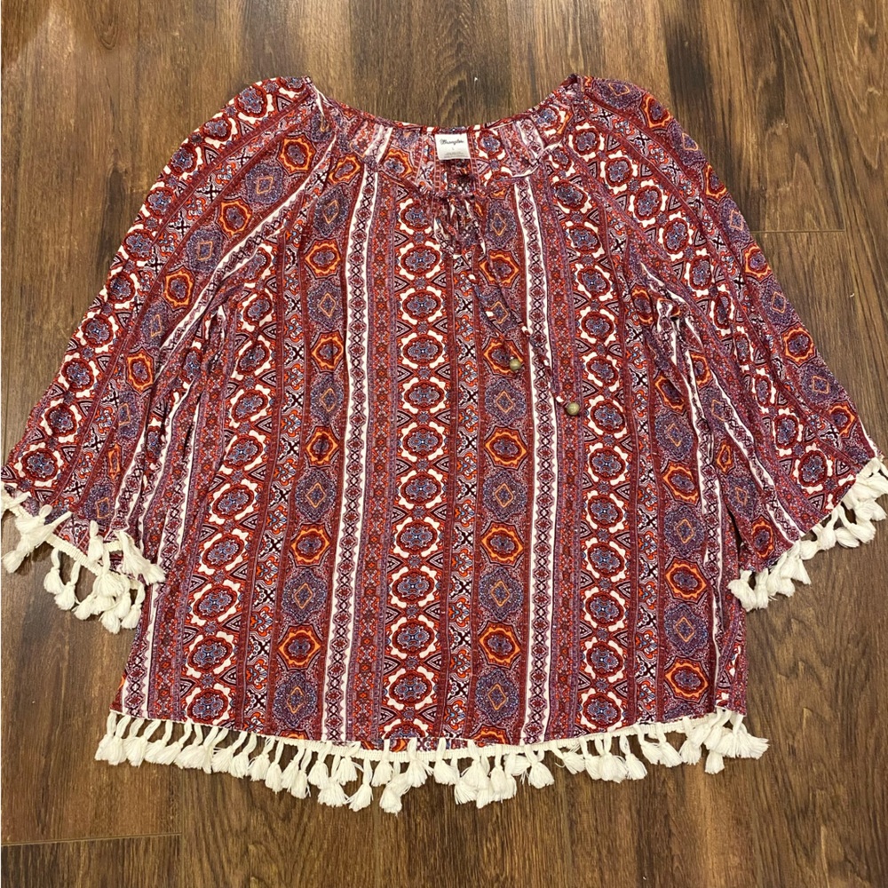Wrangler boho top western with tassels
